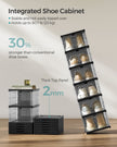 Stackable Shoe Boxes – Plastic – Transparent and Ink Black – Foldable and Portable, Fits Up to UK Size 12