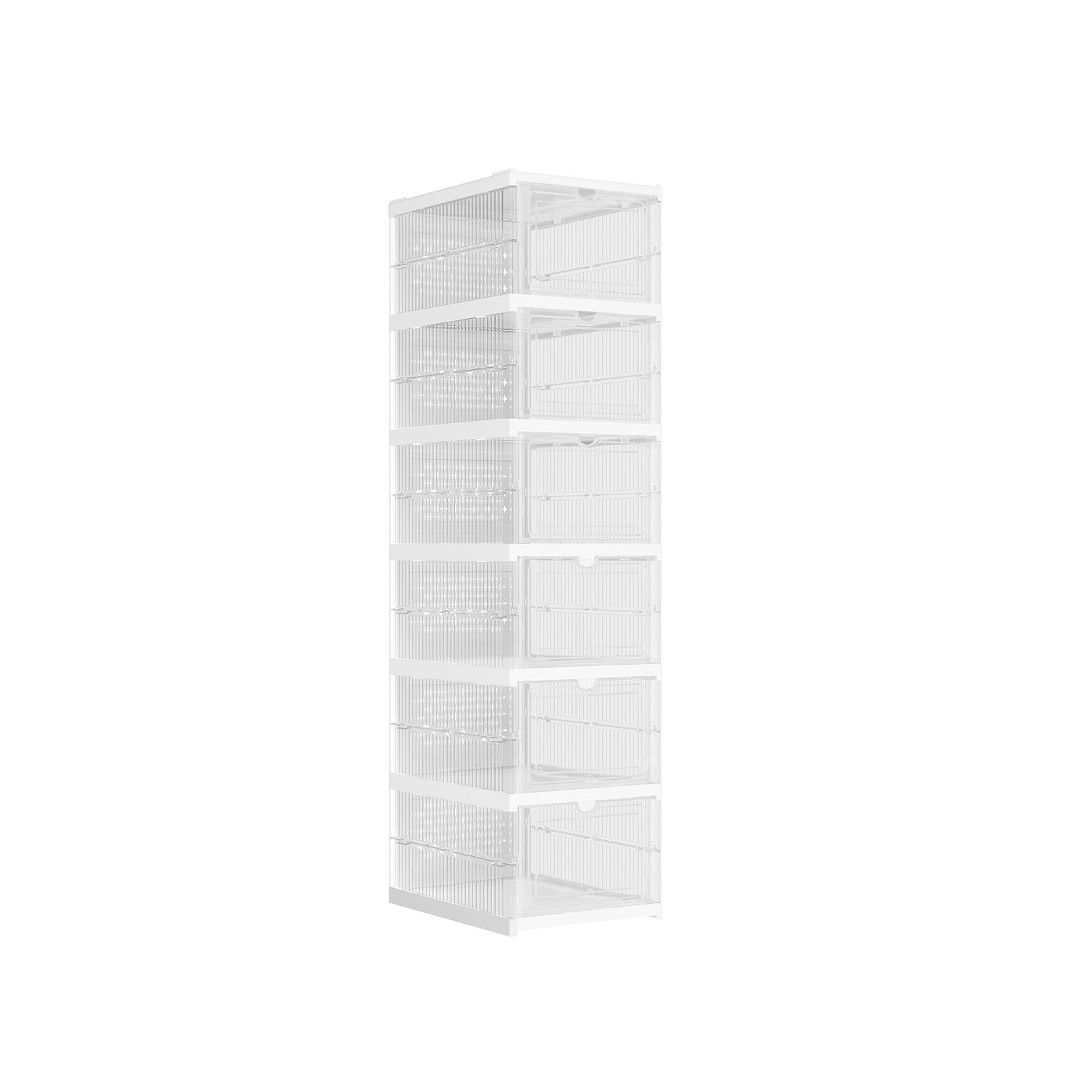 Shoe Storage Organiser – Transparent and Cloud White – Pack of 6 – Stackable and Foldable