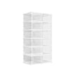 Shoe Storage Organizer – Plastic – Transparent and Cloud White – Pack of 12 Stackable Design