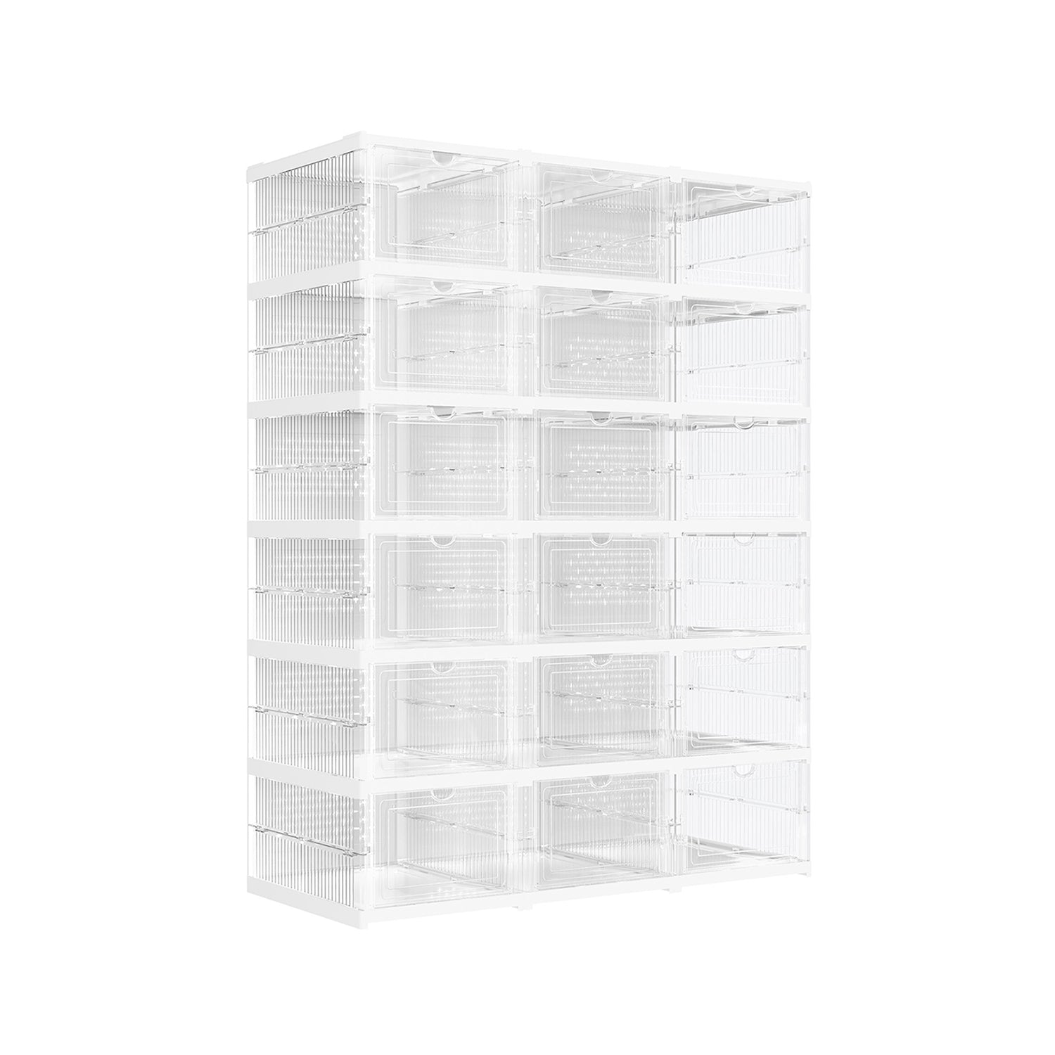 Pack of 18 Stackable Shoe Boxes – Transparent and Cloud White – Space-Saving Design