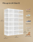 Pack of 18 Stackable Shoe Boxes – Transparent and Cloud White – Space-Saving Design