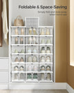 Pack of 18 Stackable Shoe Boxes – Transparent and Cloud White – Space-Saving Design