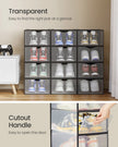 Shoe Storage Organizers – Plastic – Transparent and Ink Black – Set of 12, Easy Assembly