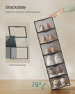 Shoe Storage Organizers – Plastic – Transparent and Black – Stackable Set of 12