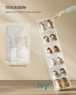 Shoe Storage Organisers – Plastic – White – Stackable with Clear Doors, Set of 6