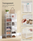 Shoe Storage Organisers – Plastic – White – Stackable with Clear Doors, Set of 6