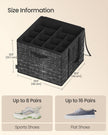 Shoe Organiser Bin – Fabric – Cattail Grey – Fits 16 Pairs with Handles and Clear Cover