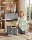 Shoe Organiser Bin – Fabric – Cattail Grey – Fits 16 Pairs with Handles and Clear Cover