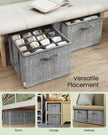 Shoe Organiser Bin – Fabric – Cattail Grey – Fits 16 Pairs with Handles and Clear Cover