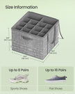 Shoe Organiser Bin – Fabric – Cattail Grey – Fits 16 Pairs with Handles and Clear Cover