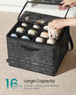 Fabric Shoe Organiser Bins – Fabric – Ink Black – Set of 2 with Handles and Clear Cover