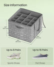 Set of Fabric Shoe Organiser Bins – Fabric – Cattail Grey – Clear Cover and Handles, Fits 16 Pairs Each