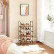 4-Tier Shoe Rack – Metal Frame and Non-Woven Fabric – Black – Compact Design for Hallway, Bedroom, or Living Room