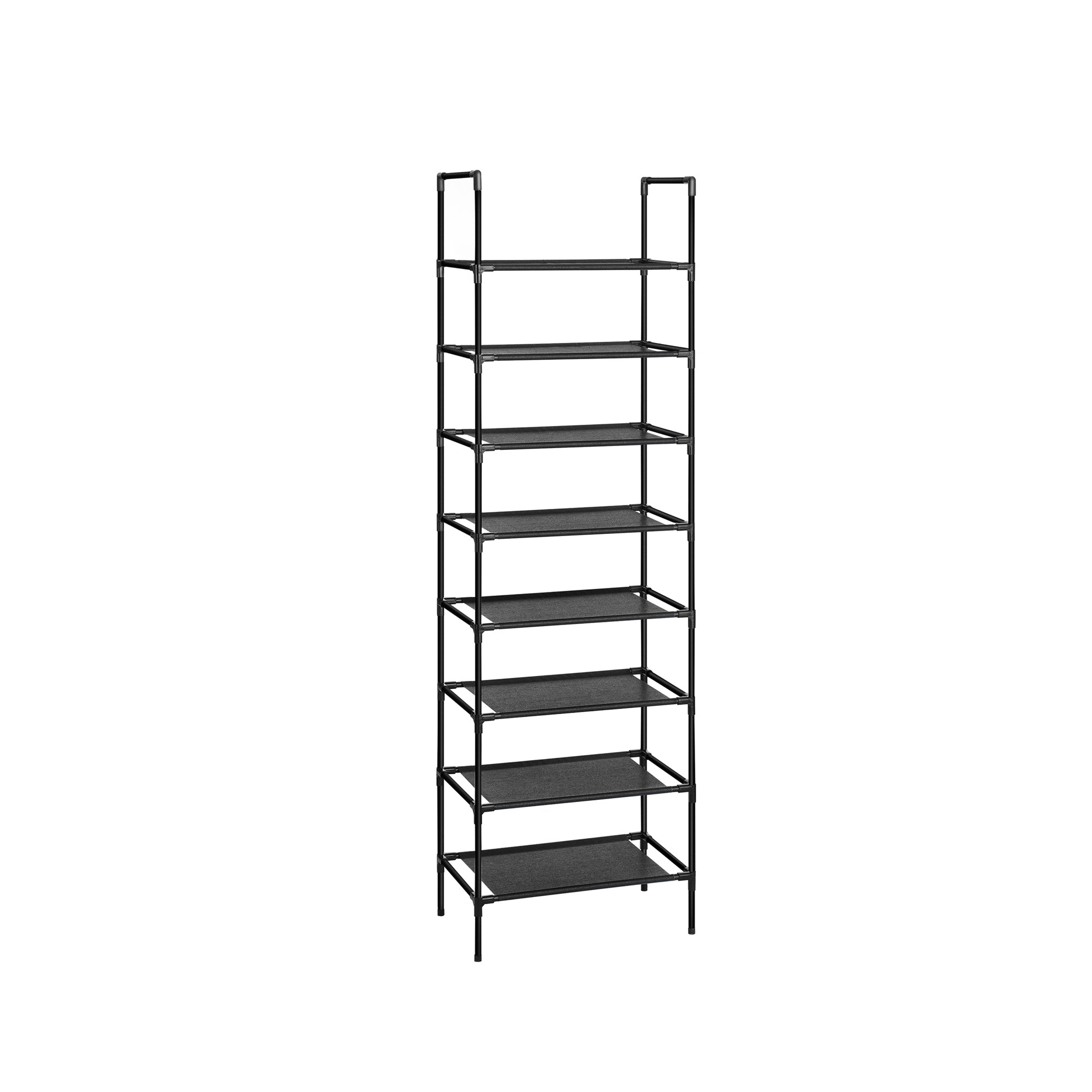Set of 2 Shoe Storage Racks – Metal Frame with Non-Woven Fabric – Black – 4 Tiers