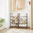 Set of 2 Shoe Storage Racks – Metal Frame with Non-Woven Fabric – Black – 4 Tiers