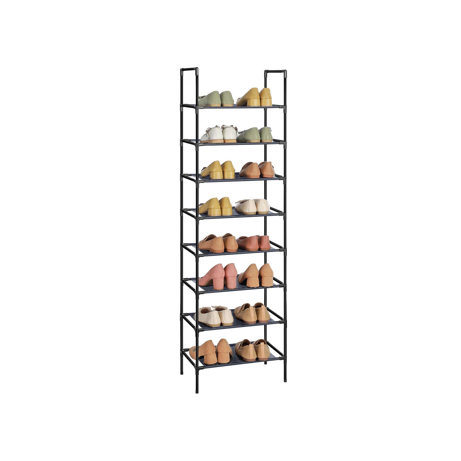 Set of 2 Shoe Storage Racks – Metal Frame and Non-Woven Fabric – Grey – 4-Tier Design