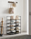 10-Tier Shoe Rack – Metal Frame with Non-Woven Fabric Shelves – Black – Versatile Storage Organizer for Hallway, Bedroom, and Living Room
