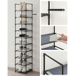 10-Tier Shoe Rack – Metal Frame and Non-Woven Fabric – Black – Versatile Storage Solution for Hallway, Bedroom, or Living Room