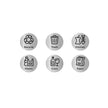 Recycling Bin Stickers – Adhesive – Silver – Set of 6 Labels for Recycle, Trash, Kitchen, Plastic, Glass, and Paper