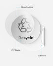 Recycling Bin Stickers – Adhesive – Silver – Set of 6 Labels for Recycle, Trash, Kitchen, Plastic, Glass, and Paper