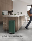 Trash Bin – Stainless Steel – Retro Green – 30L Soft-Close Lid