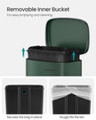 Trash Bin – Stainless Steel – Retro Green – 30L Soft-Close Lid