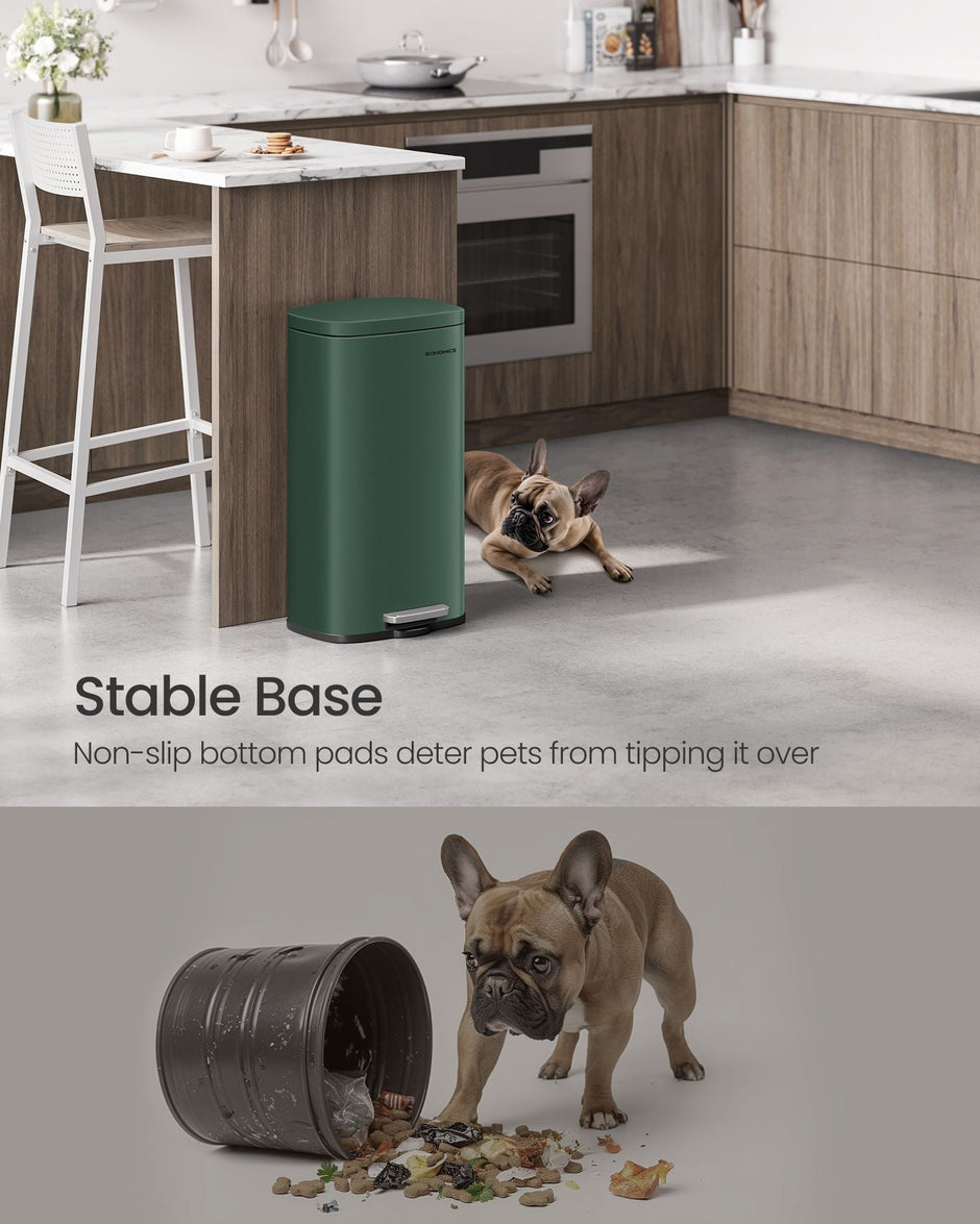 Trash Bin – Stainless Steel – Retro Green – 30L Soft-Close Lid