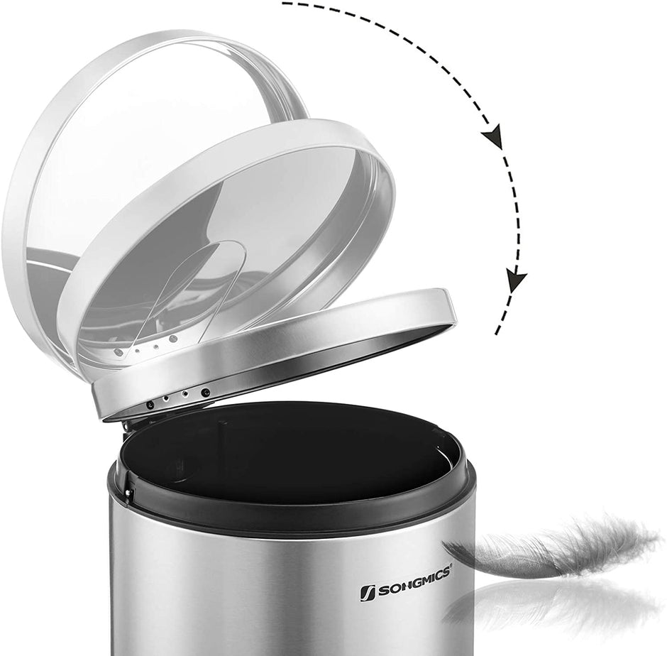 Step Trash Can – Stainless Steel – Silver – 30L Capacity, Soft Closure, Fingerprint Proof