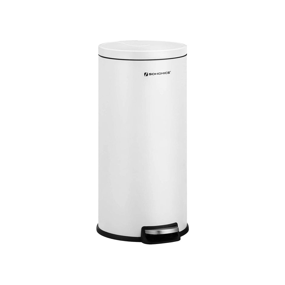 Pedal Trash Can – Metal – White – 30L Capacity, Soft Closure, Fingerprint Proof