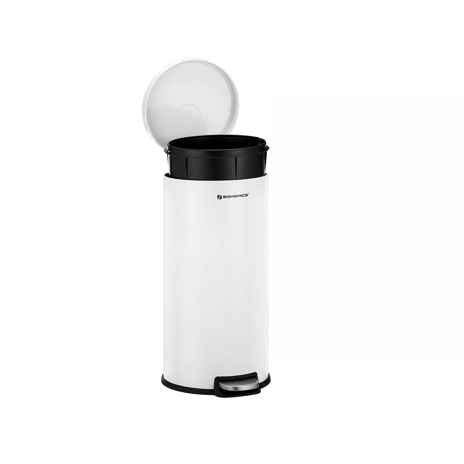 Pedal Trash Can – Metal – White – 30L Capacity, Soft Closure, Fingerprint Proof
