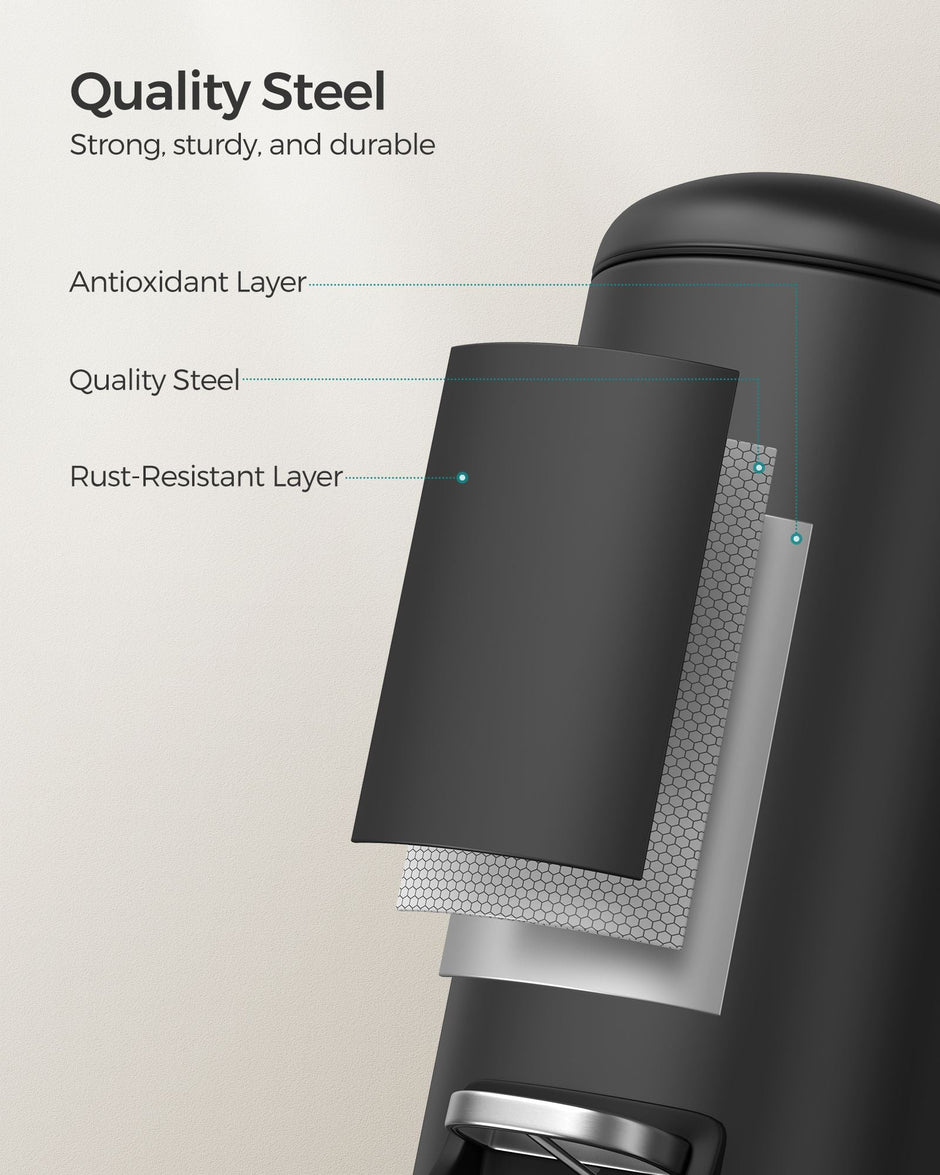 Small Pedal Bin – Steel – Silver – 10L Capacity with Removable Inner Bucket and Slow Close Lid