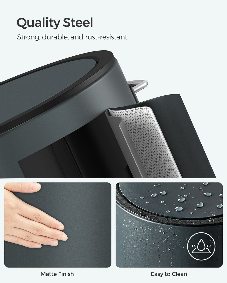 Bathroom Trash Can – Plastic and Steel – White – 3L Capacity with Pedal Operation