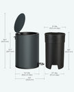 Bathroom Trash Can – Plastic and Steel – White – 3L Capacity with Pedal Operation