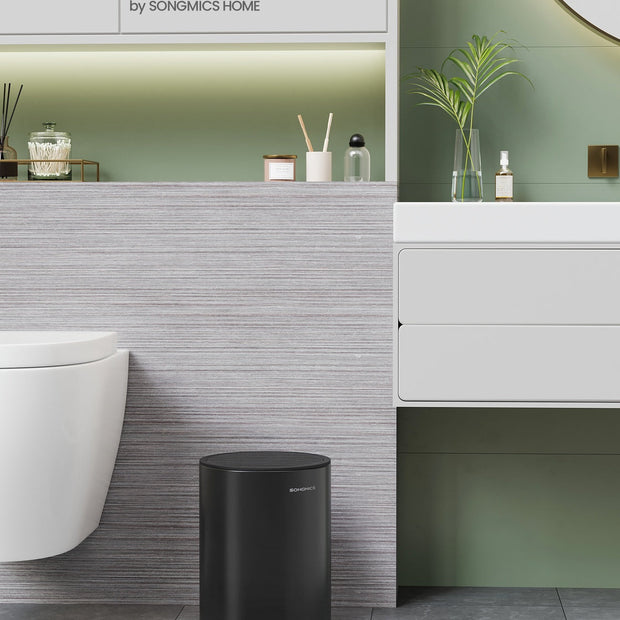Bathroom Bin – Plastic/Steel – White – Pedal with ABS Lid