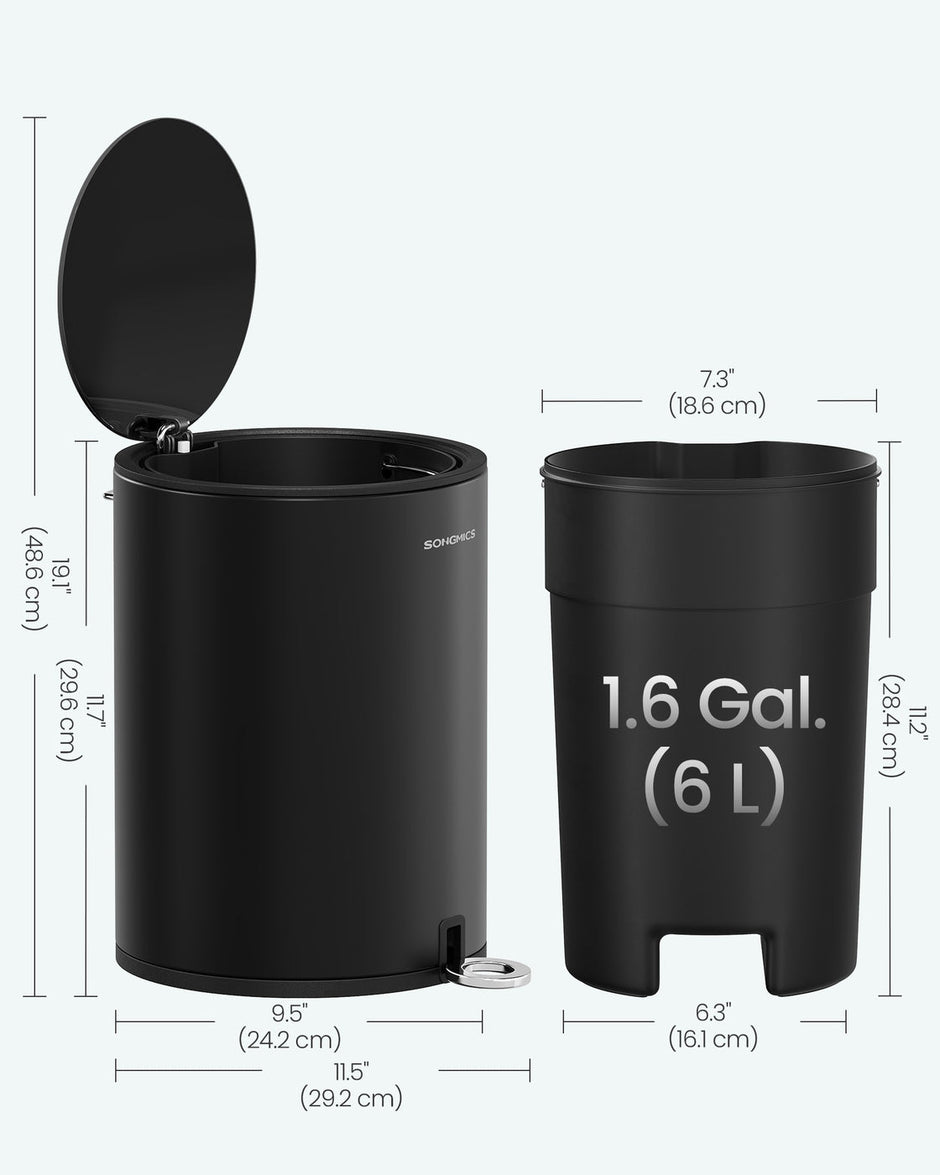 Bathroom Bin – Plastic/Steel – White – Pedal with ABS Lid