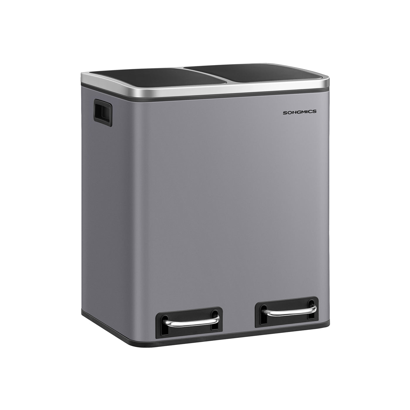 Double Kitchen Bin – Stainless Steel – Silver – Includes 15 Liners for Recycling and Waste