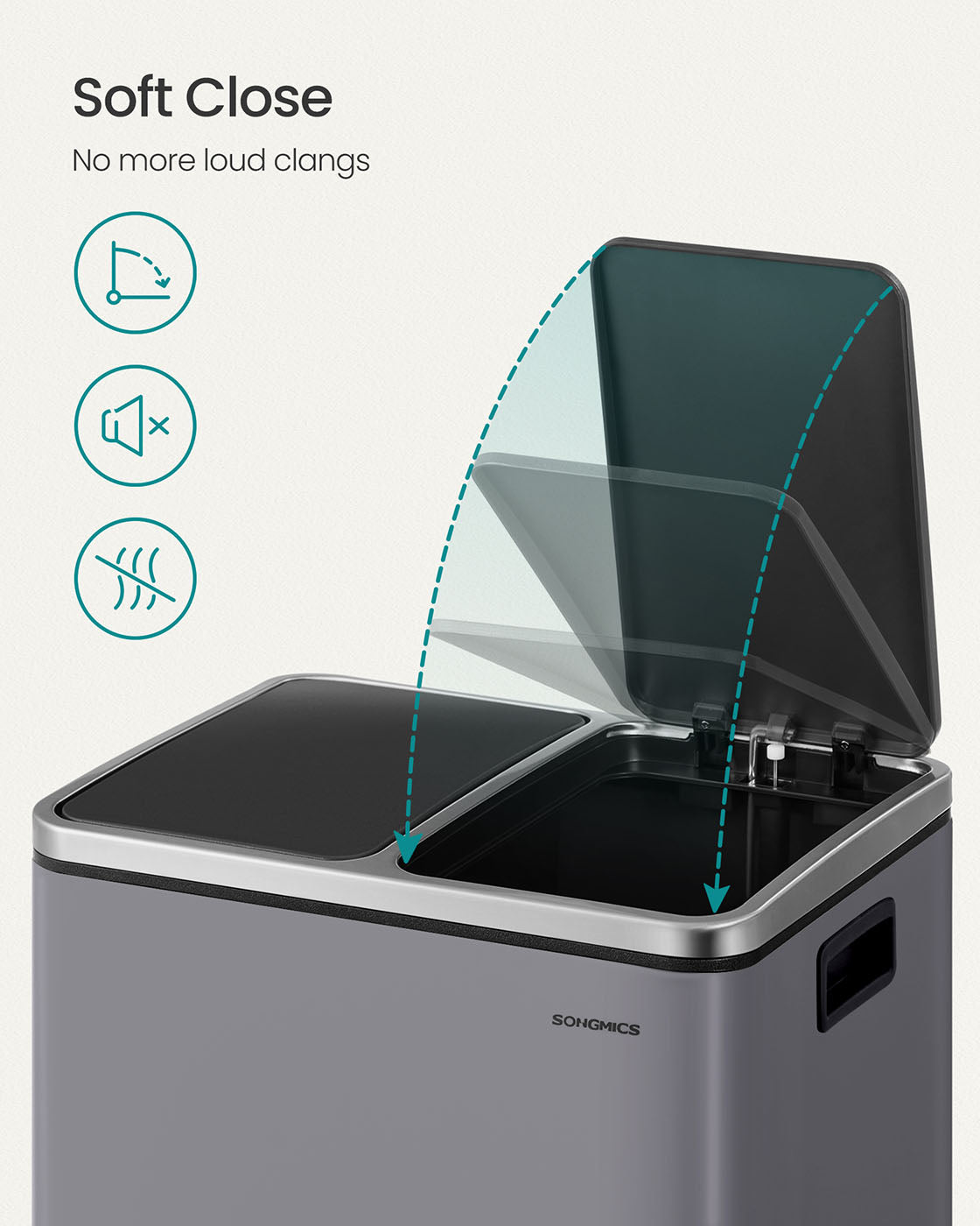 Double Kitchen Bin – Stainless Steel – Silver – Includes 15 Liners for Recycling and Waste