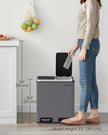 Double Kitchen Bin – Stainless Steel – Silver – Includes 15 Liners for Recycling and Waste