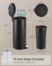 Kitchen Trash Can - 30L - Steel - Metal Pedal - Soft-Close Lid
