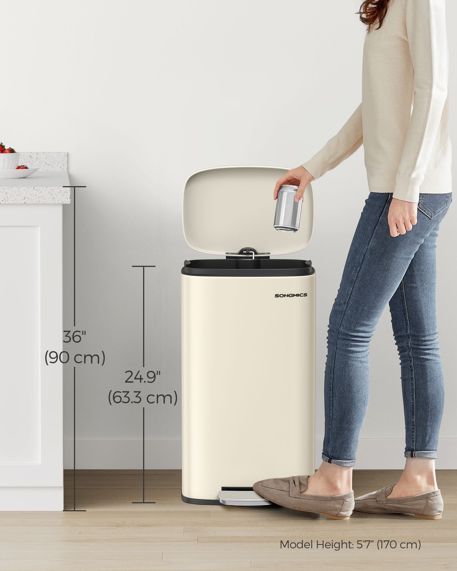 30L Stainless Steel Pedal Kitchen Bin – Soft Close – Odour Proof – Hygienic Design