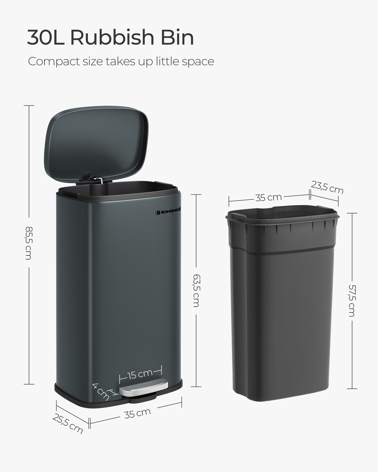 Pedal Trash Can – Stainless Steel – Silver – 30L Capacity with Soft Close and Odour Proof Features