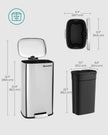 Pedal Trash Bin – Stainless Steel – Silver – 30 Litre, Soft Close, Odour Proof, Hygienic