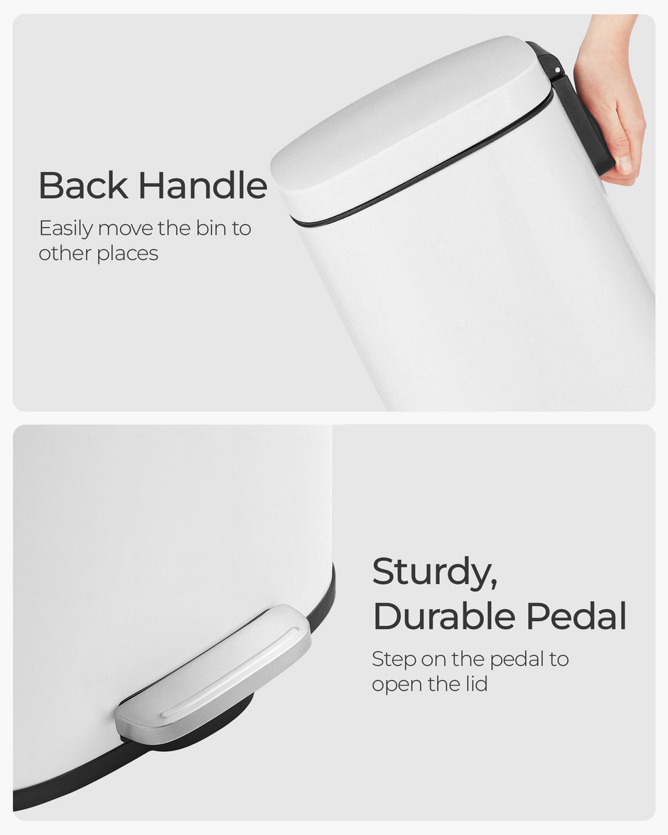 Pedal Trash Can – Stainless Steel – Silver – 30L Capacity, Soft Close and Odour Proof