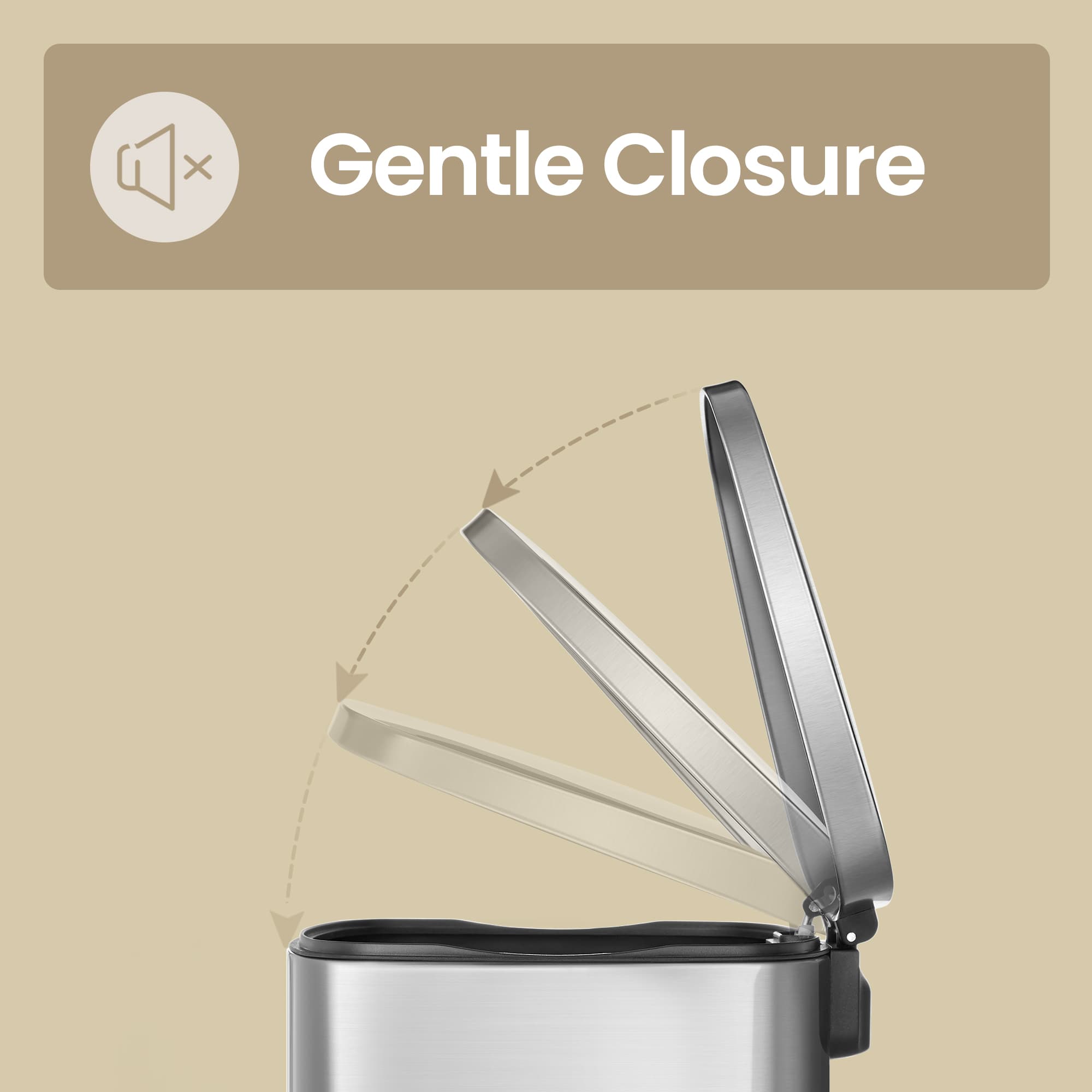 Steel Trash Bin – Stainless Steel – Black – 50L with Soft Close and Removable Inner Bucket