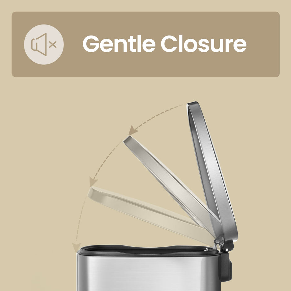 Steel Trash Bin – Stainless Steel – Black – 50L with Soft Close and Removable Inner Bucket