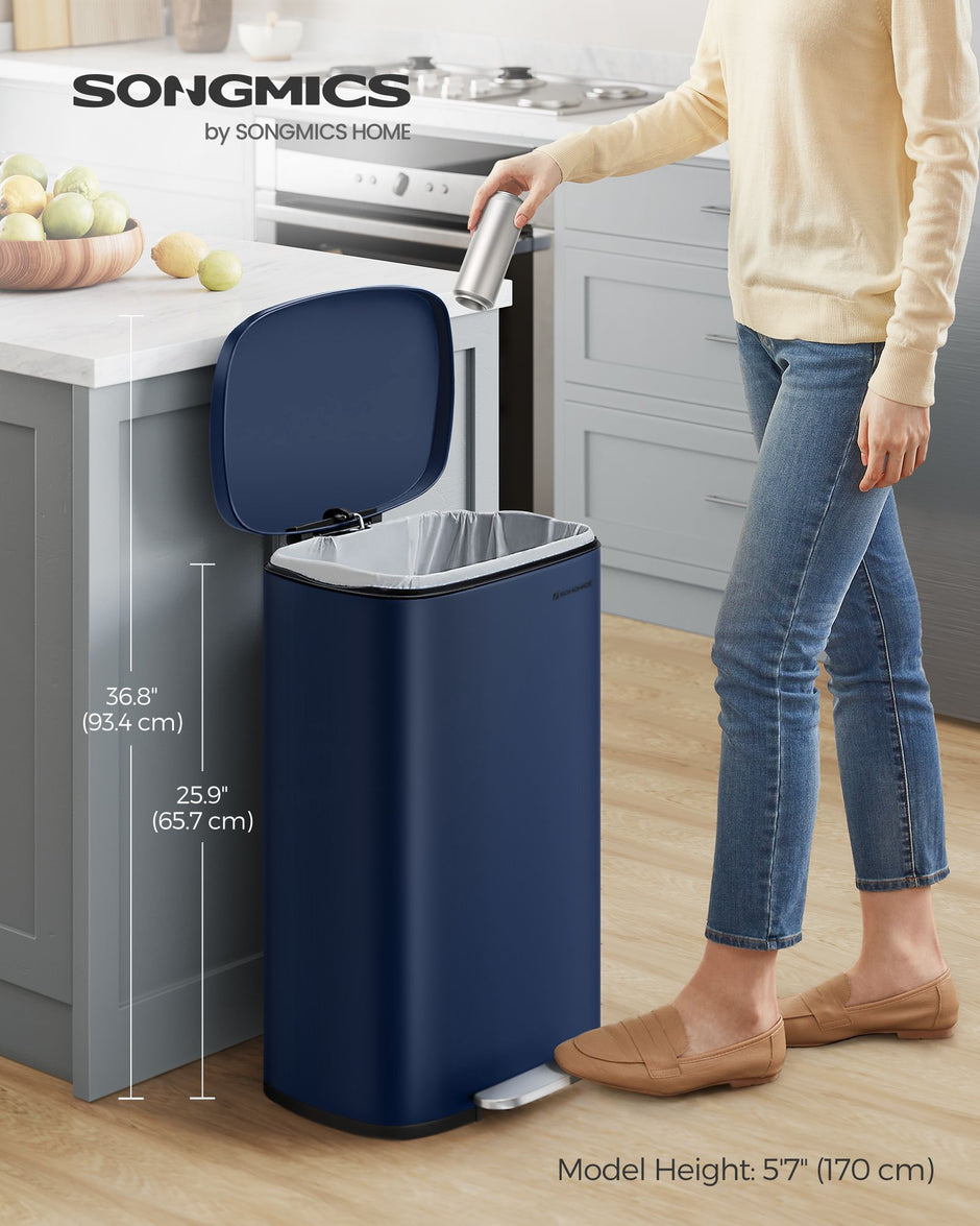 Kitchen Pedal Bin – Steel – Charcoal Blue – Soft Close with Inner Bucket – 50L
