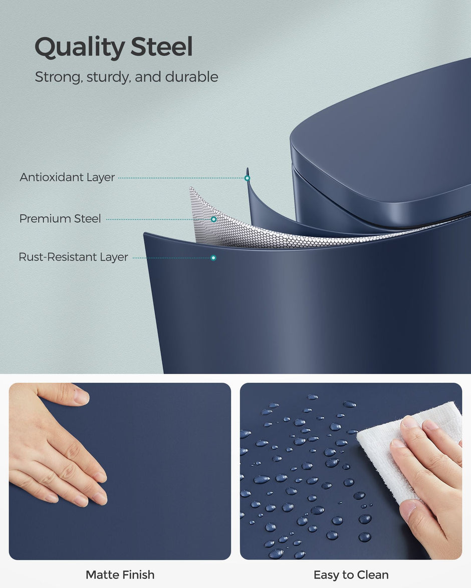 Kitchen Pedal Bin – Steel – Charcoal Blue – Soft Close with Inner Bucket – 50L
