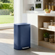 Steel Trash Bin – Stainless Steel – Blue – 50L Capacity with Soft Close and Removable Inner Bucket