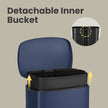 Steel Trash Bin – Stainless Steel – Blue – 50L Capacity with Soft Close and Removable Inner Bucket