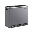 Rubbish Bin – Stainless Steel – Matte Grey – Trio Design with Soft-Closing Lids and 15 Liners Included